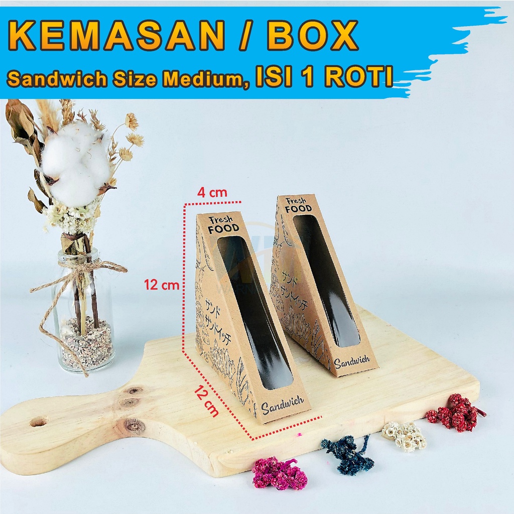 Box Sandwich Isi 3 Roti / Sandwich Box Fruit Sando / Kemasan Sandwich Segitiga / Box Sandwich / Packaging Kraft Sandwich / Kotak Roti Kraft Food Grade / Packaging Sandwich Take Away / Mika Sandwich Segitiga / Sandwich Mika