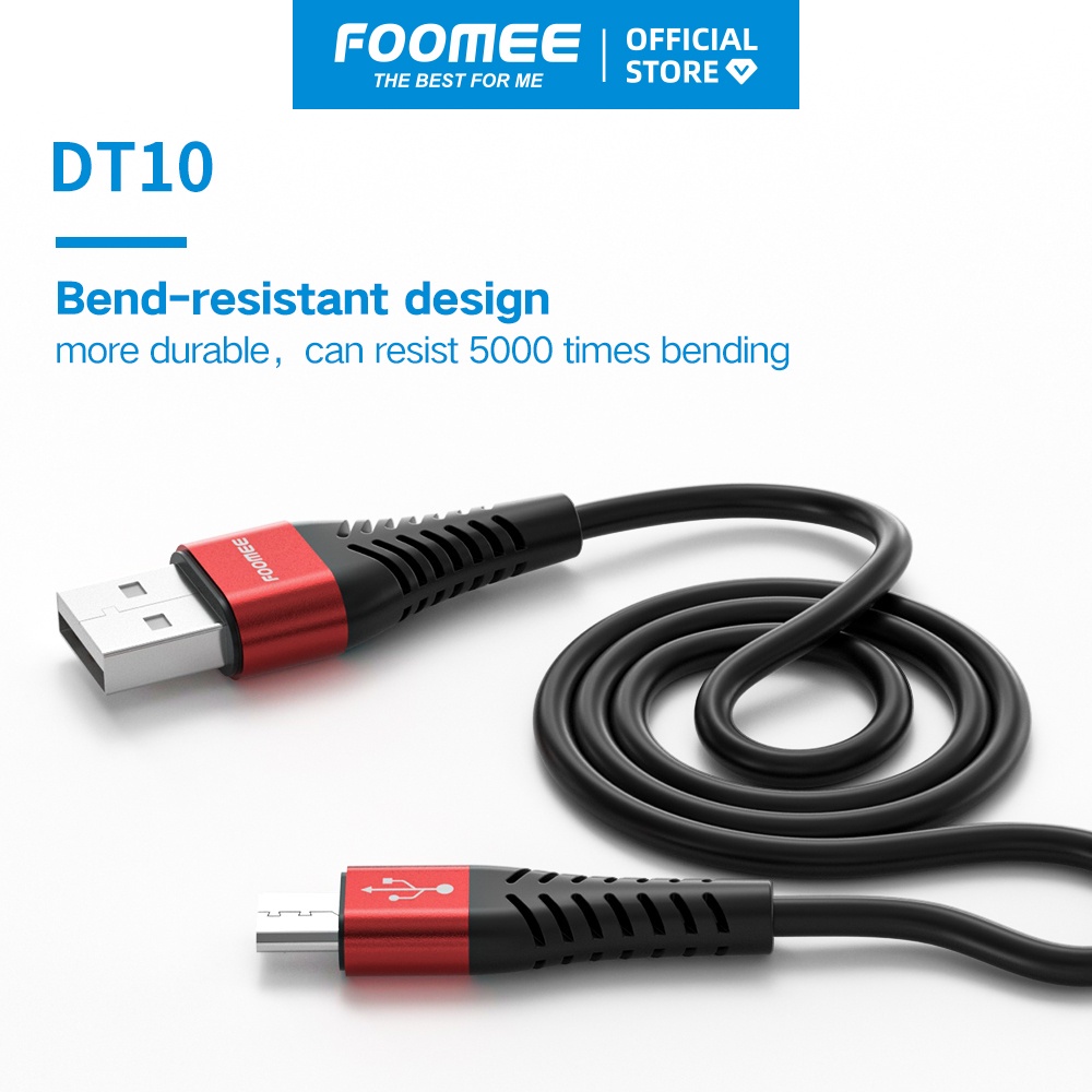 Kabel Charger  Foomee Micro (DT10) Type C (DQ10)  Lightning (DL10) Kabel Fast 2.4A FOOMEE Cable