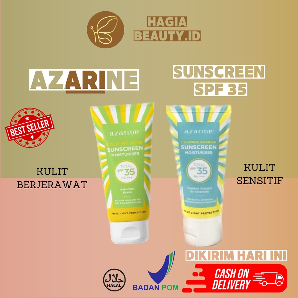 BISA COD - Azarine Sunscreen Moisturizer SPF 35 PA+++ Cicamide Barrier