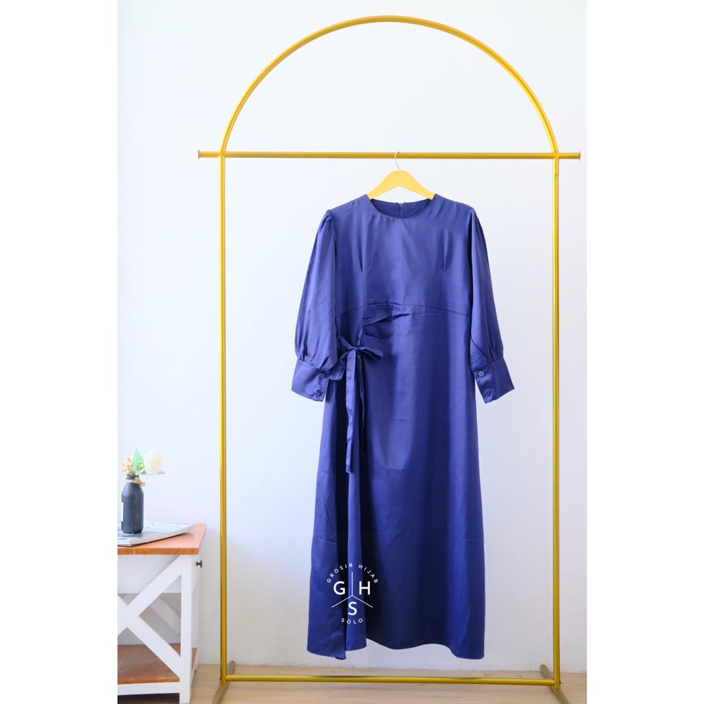 AZZAHRA GAMIS TALI MAXI LEBARAN DRESS PANJANG ATASAN WANITA SATIN PREMIUM (MSB)