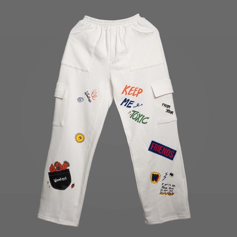 SALE TERBATAS Woodlays Fleece Pants Toxic Broken White