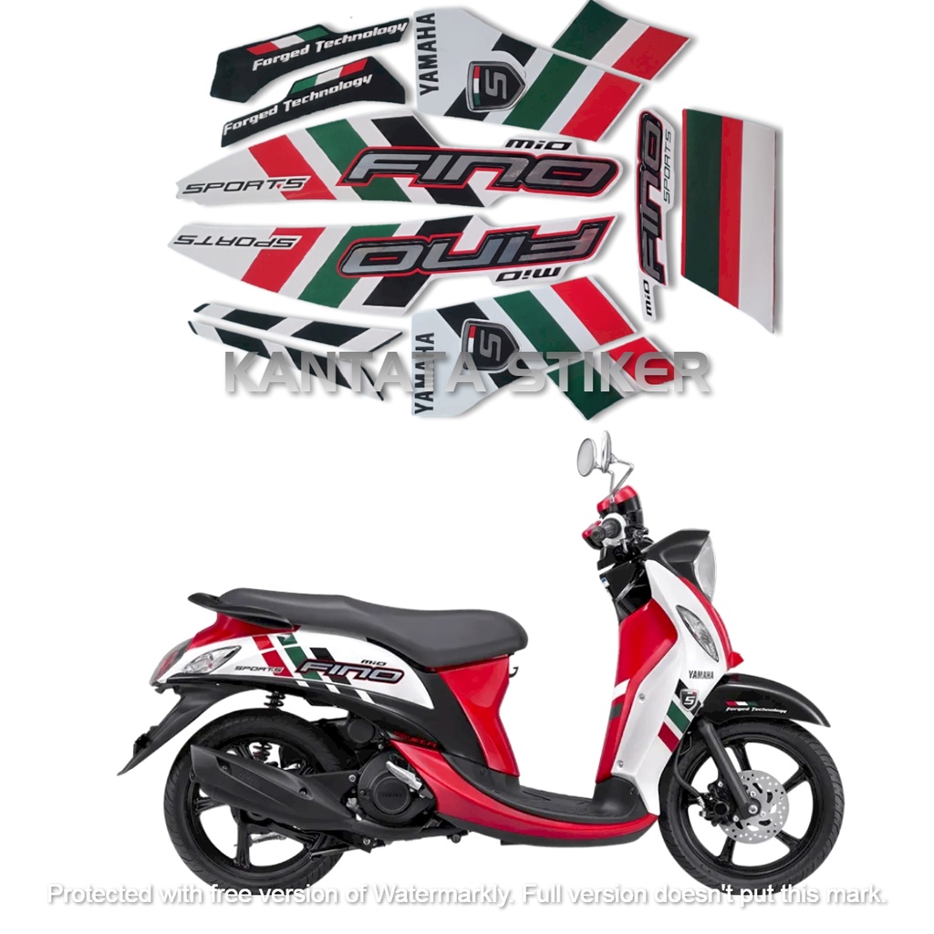 STIKER STRIPING LIS LES BODY MOTOR YAMAHA FINO SPORTY 2014 MERAH STANDAR FULL SET