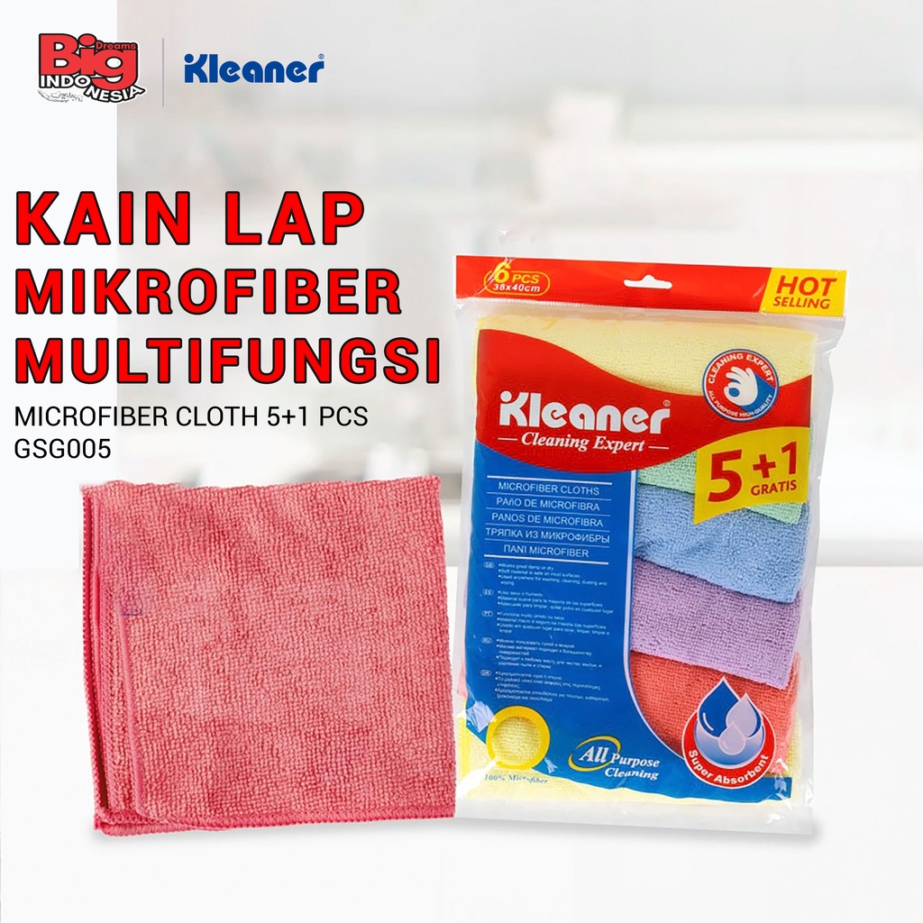 Lap Microfiber 40 x 38 Cm 6 Pcs Cloth Kain Pembersih Serbaguna Anti Gores Kleaner GSG005