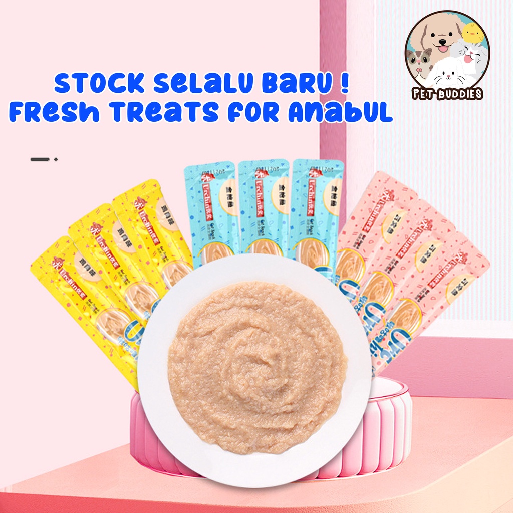 [FREE BONUS] Urchin Pet Strip Snack Makanan Basah Favorit Kucing Wetfood Cat Snack Creamy Treats