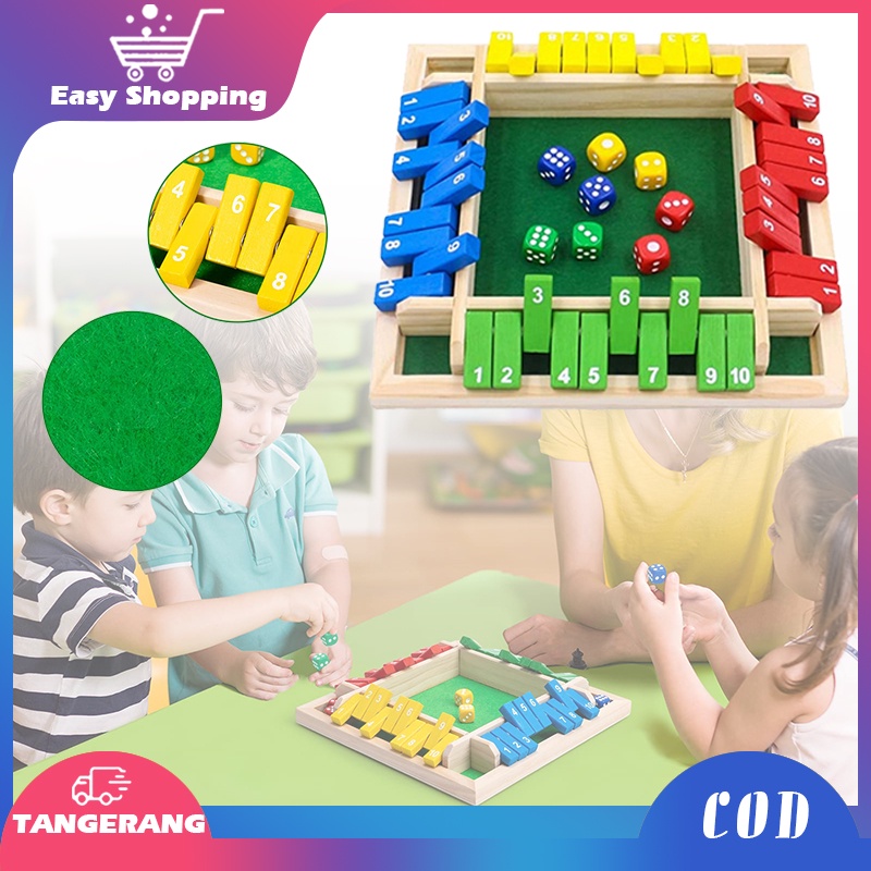 4 Warna Mainan Board Game Dadu Shut the Box Angka 1-10 Papan Permainan Dadu Untuk Bar Party Club KTV Props