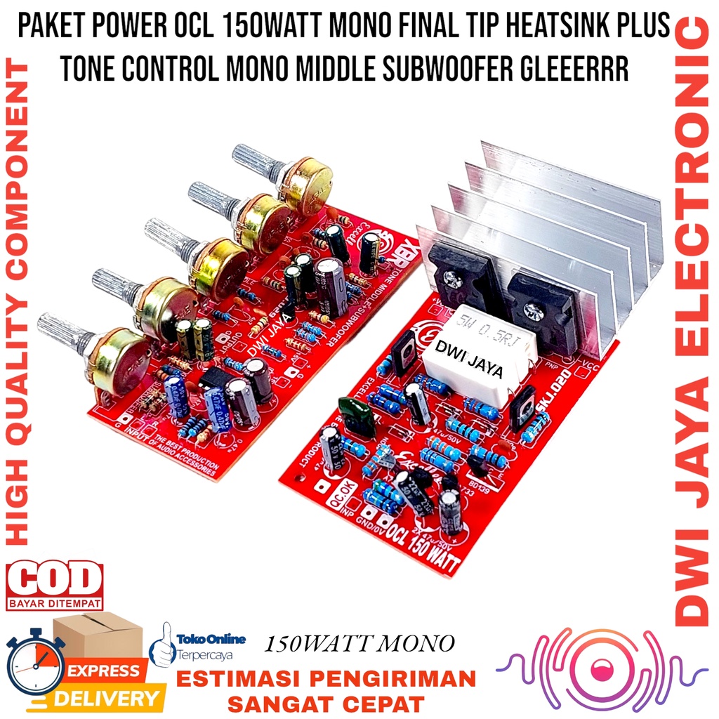 PAKET Driver Power OCL 150watt Plus Final TIP 3055/2955 Plus Tone Control Mono Middle Subwoofer