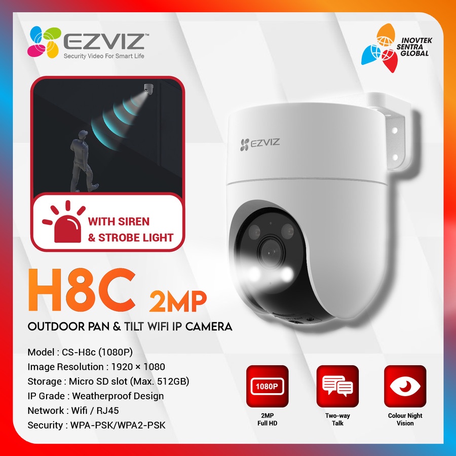 EZVIZ H8C 1080P 2MP Pan &amp; Tilt Indoor / Outdoor IP Camera CCTV