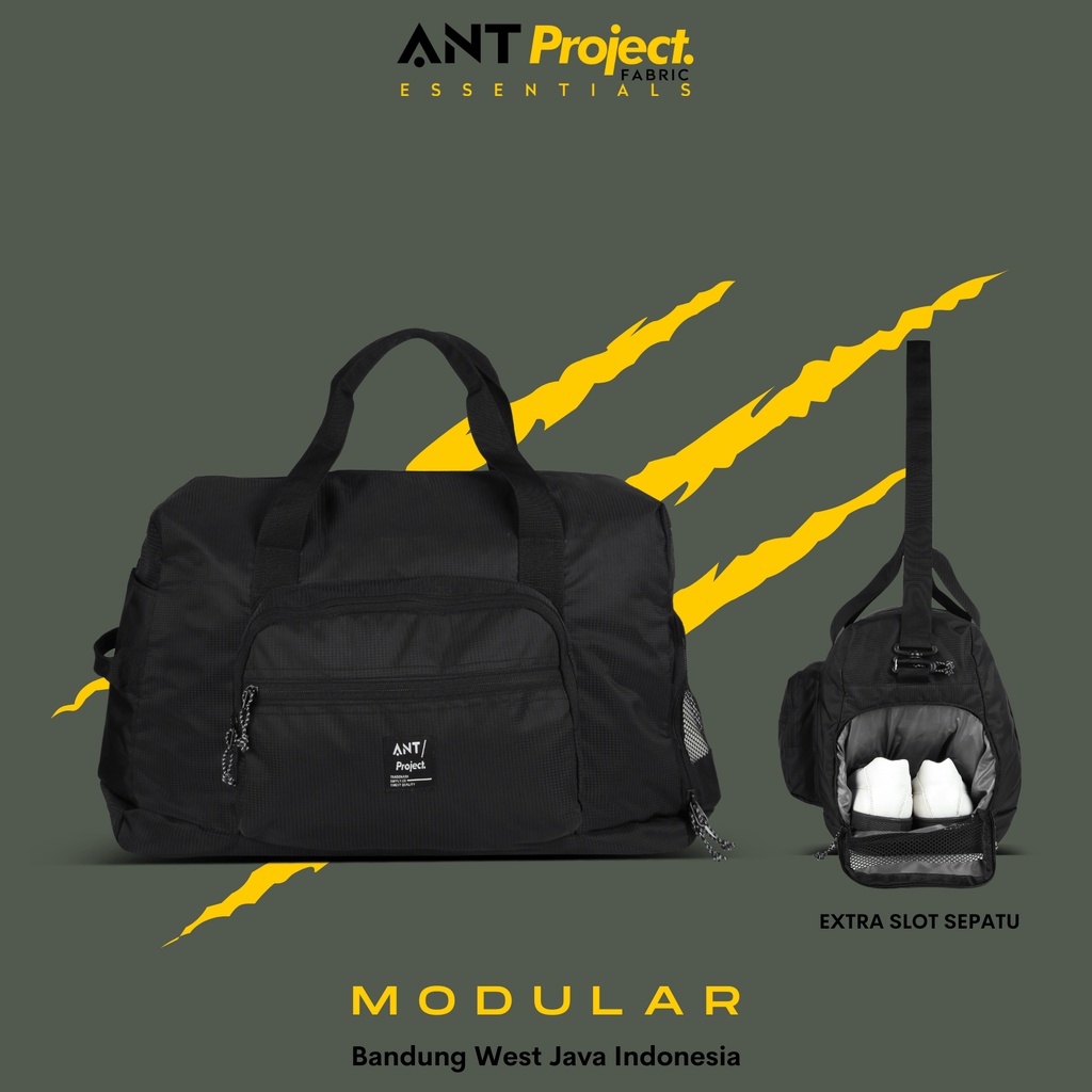 ANT PROJECT - Tas Gym Modular Duffel - Hitam - Tas Duffel Olahraga