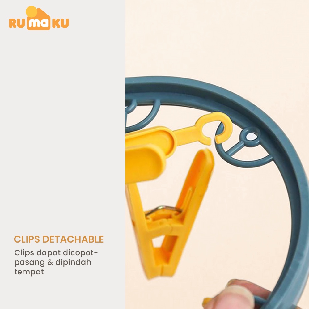 Rumaku Jemuran Kaos Kaki dan Baju Bayi Gantungan Celana Dalam dengan 12 Klip Dapat Berputar 360 Derajat
