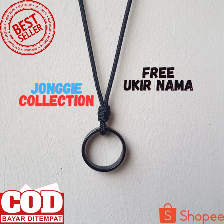 Kalung Pria Kalung Tali Liontin Bisa Ukir Nama Cincin Besar Stainless style Anti Karat bisa cod