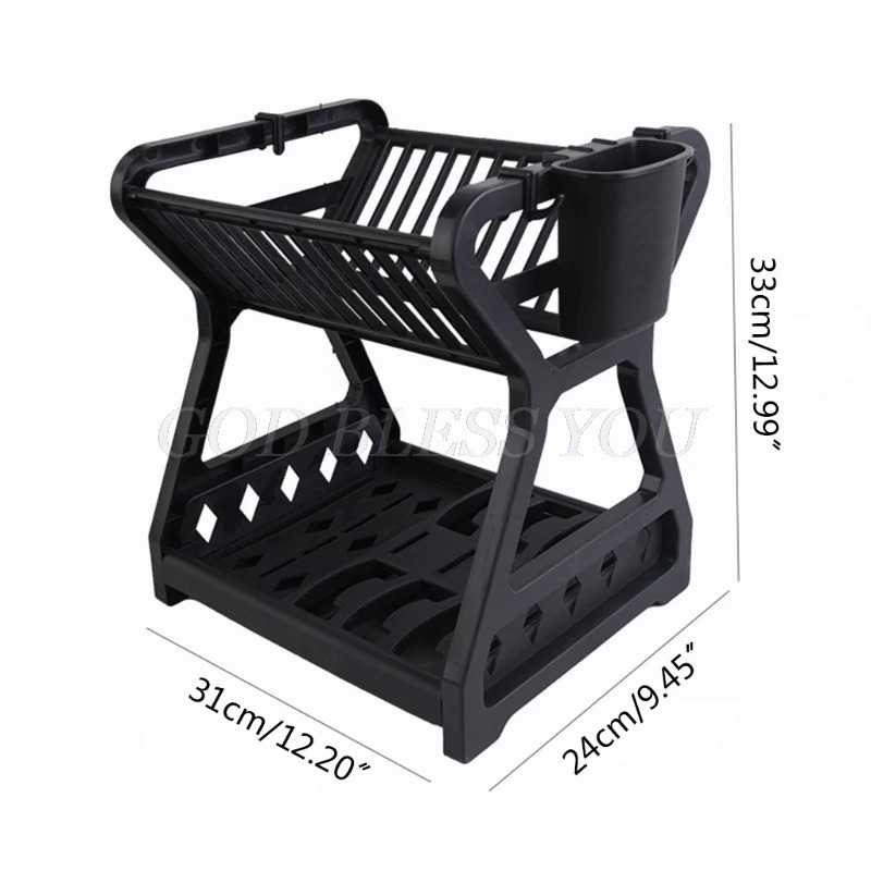 (BISA COD) FTIHSHP MitoClean Rak Piring Gelas Pengering Drainer Kitchen Dish Rack 2 layer - MYH002