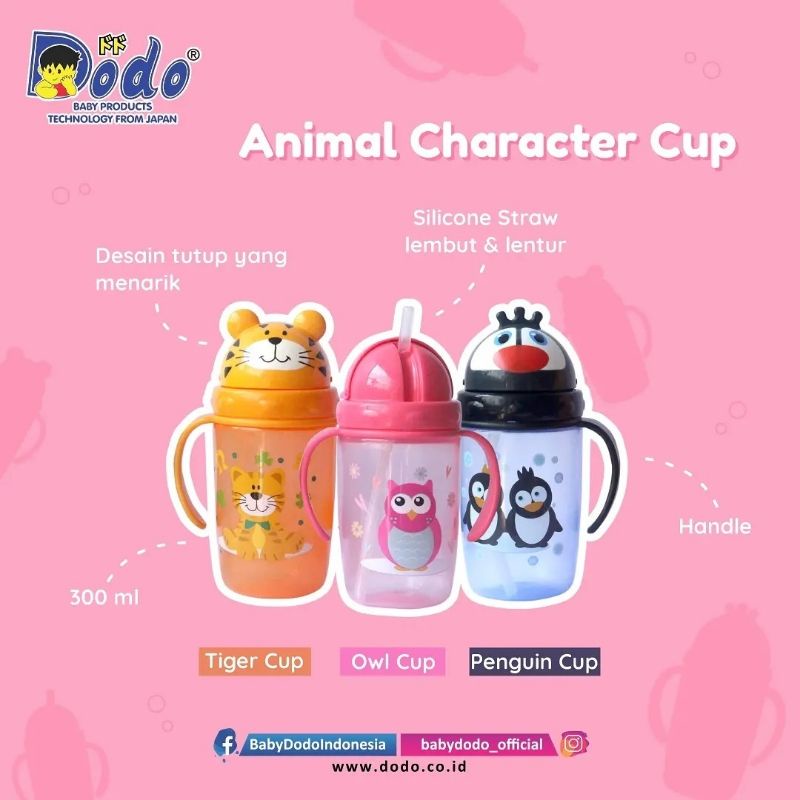 Dodo Animal Character Cup - Botol Minum Sedotan Anak