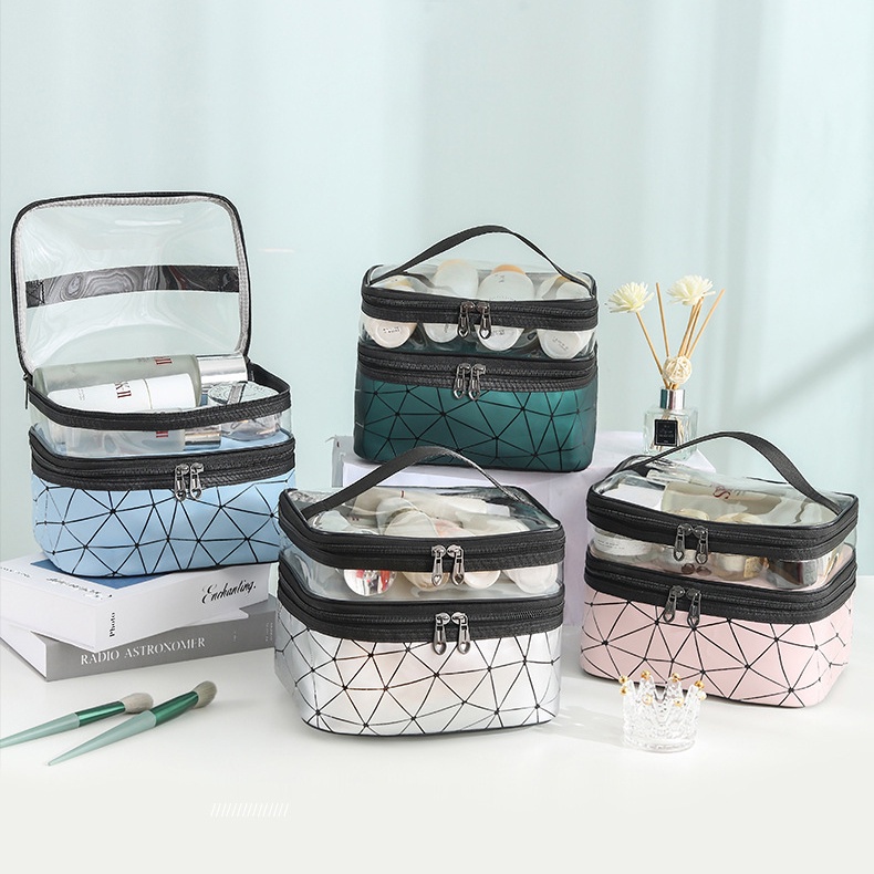 Tas Kosmetik Wanita Motif GEO Beauty Case Multi Fungsi Travel Bag Make up Organizer