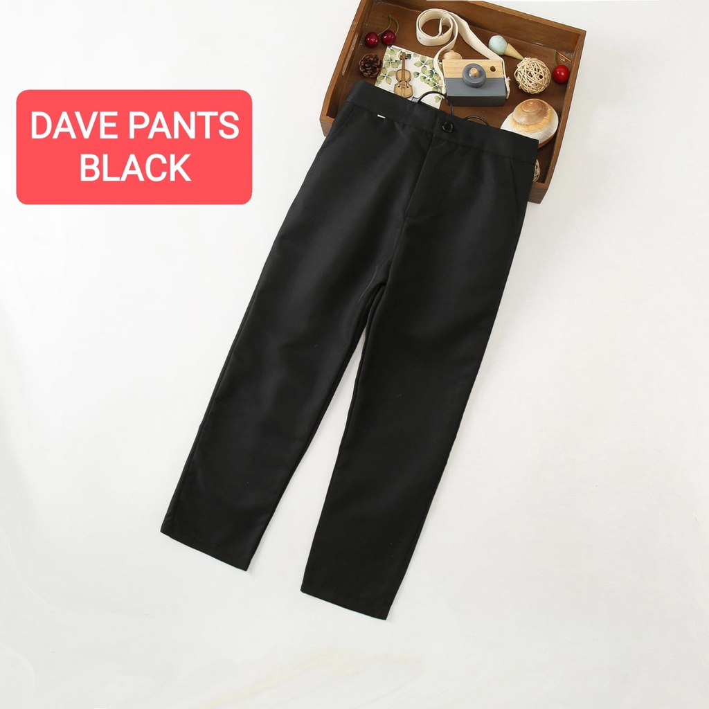 DAVE PANTS BLACK CELANA PANJANG BAHAN FORMAL ANAK COWOK FASHION IMPORT