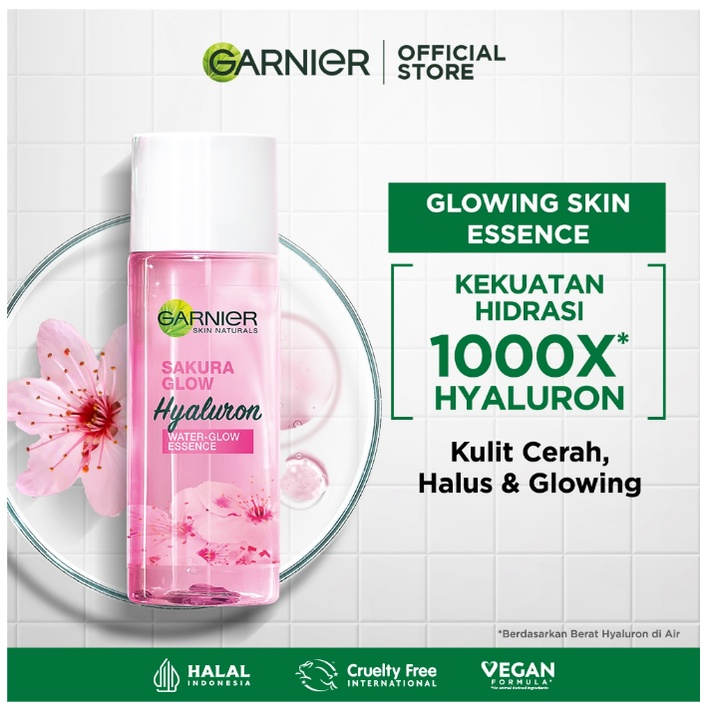 Garnier Sakura Glow Hyaluron Water Glow Essence - Melembabkan Kulit dari Dalam