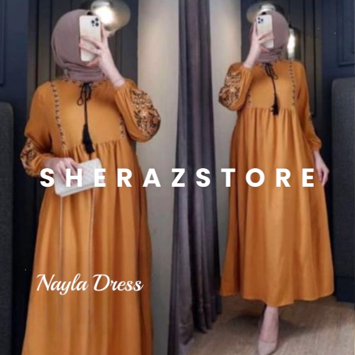 Gamis Putih Jumbo Ld 120 130 140 NAYLA DRESS S M L XL XXL XXXL 5L Gamis Hitam Bordir Terbaru