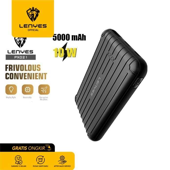 LENYES PX021 Powerbank 5000MAH Fast Charge 10W Real Capacity Original - Black portable power bank emergency charger