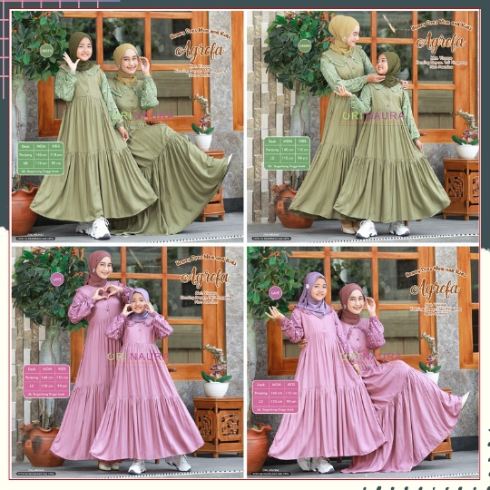 AGREFA COUPLE Baju Muslimah Kondangan Simple Elegan Dress Terbaru Lebaran 2023 Ibu Dan Anak Perempuan Mewah Kekinian Gamis Modern Remaja Muslim Motif Keren Bahan Viscose Premium Halus Lembut Adem