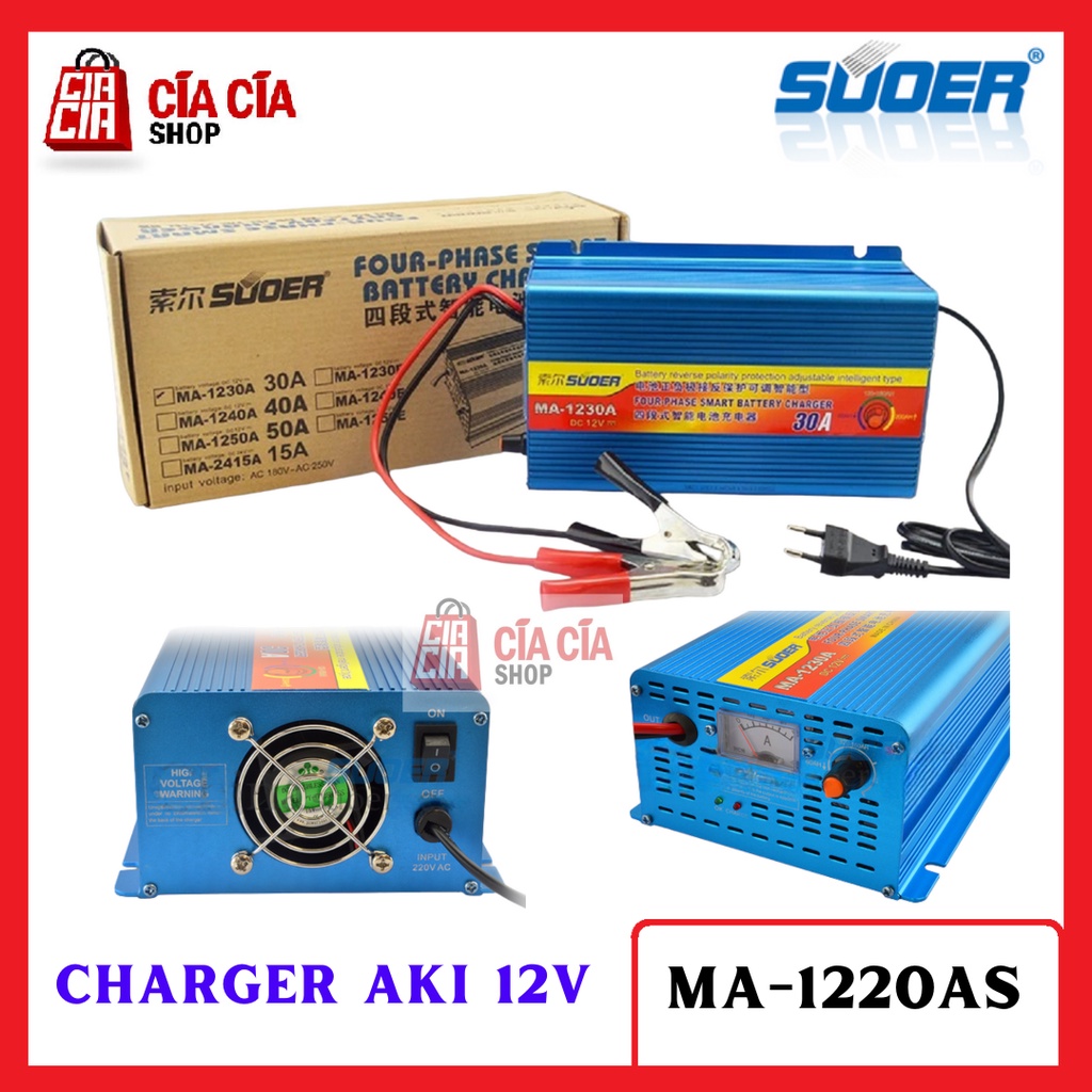 Smart Charger Aki 30A 12V Suoer MA-1230A Cas Casan Aki Charger Accu Otomatis MA 1230A 12V Suoer