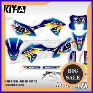 DEcal KLX 150 BF MOTIF RACING BIRU STABILO HOLOGRAM D-A3-478 1M4R23 perkakas