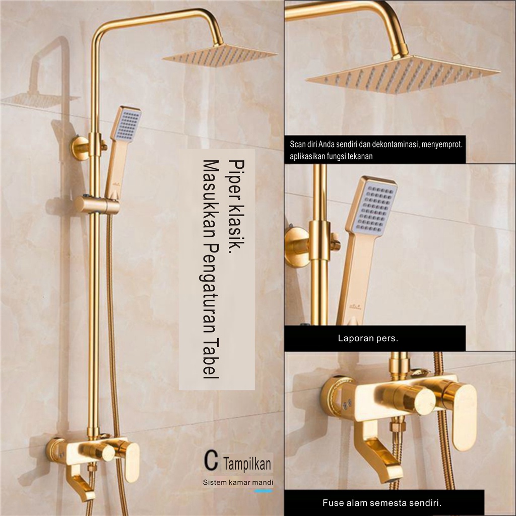 Shower Tiang Set Coulomn Panas Dingin stainless Kran 3 Dalam 1 Set Shower Dengan Faucet Sprayer Faucet