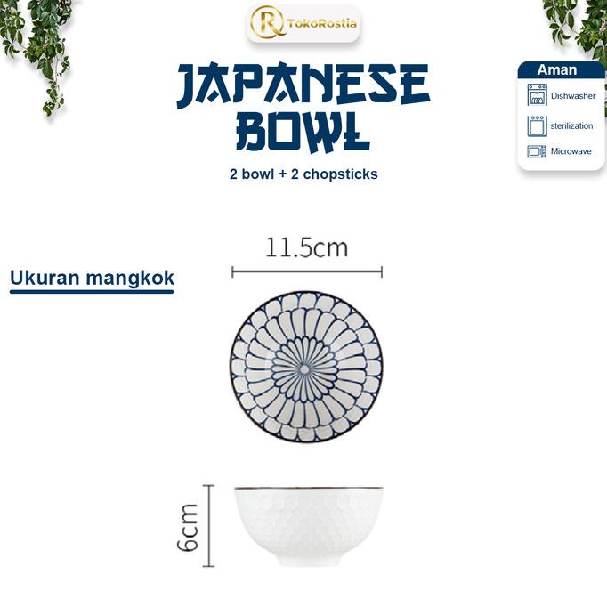 Mangkok Jepang Keramik dan Sumpit Set 6 Hampers