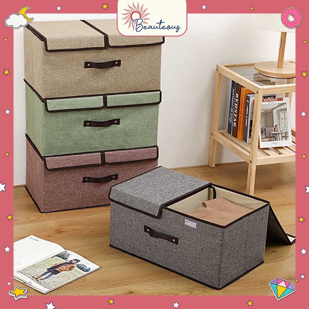 Kotak Penyimpanan Lipat Storage Box Organizer Baju Mainan 2in1