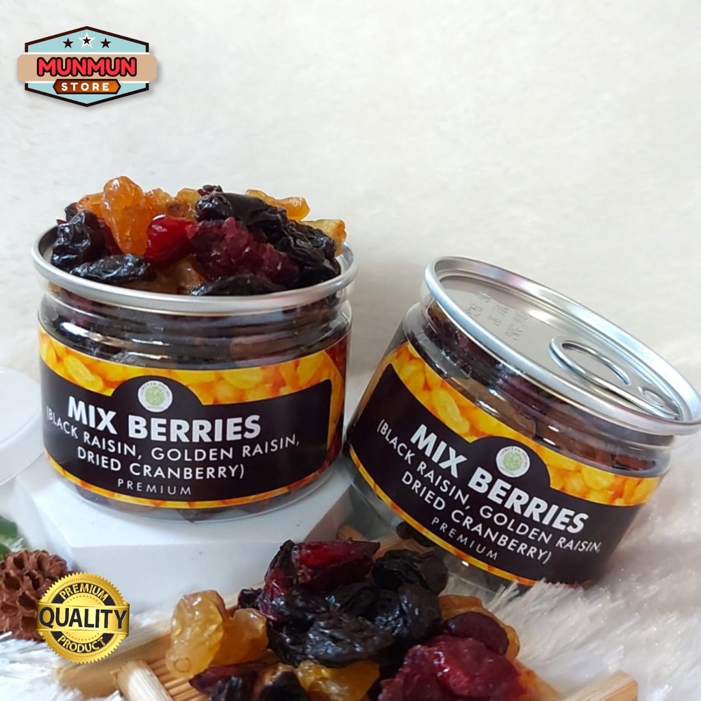 

Pet Can Mix Berries 3in1 Black Raisin Golden Raisin Cranberry Kualitas Premium