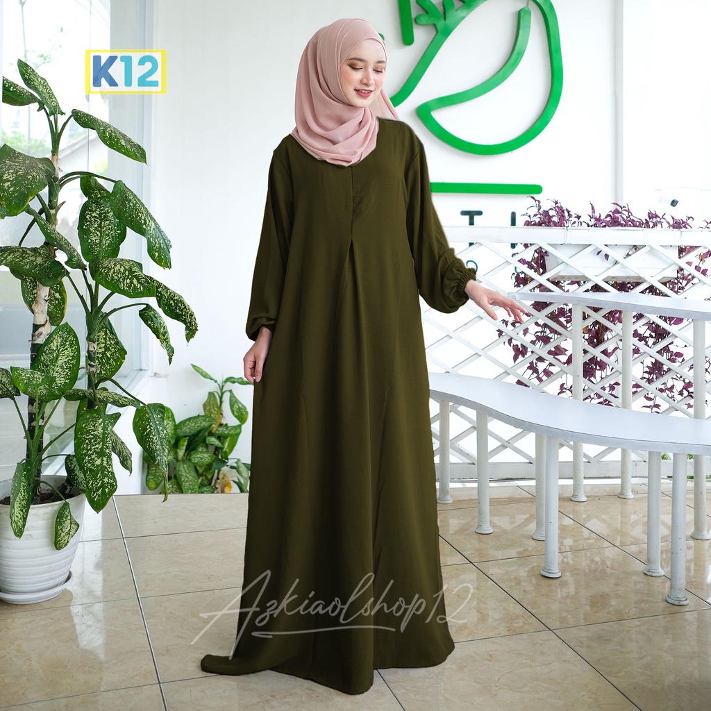 (BISA COD) WELL ABAYA CRINKLE LENGAN KARET / BASIC ABAYA POLOS