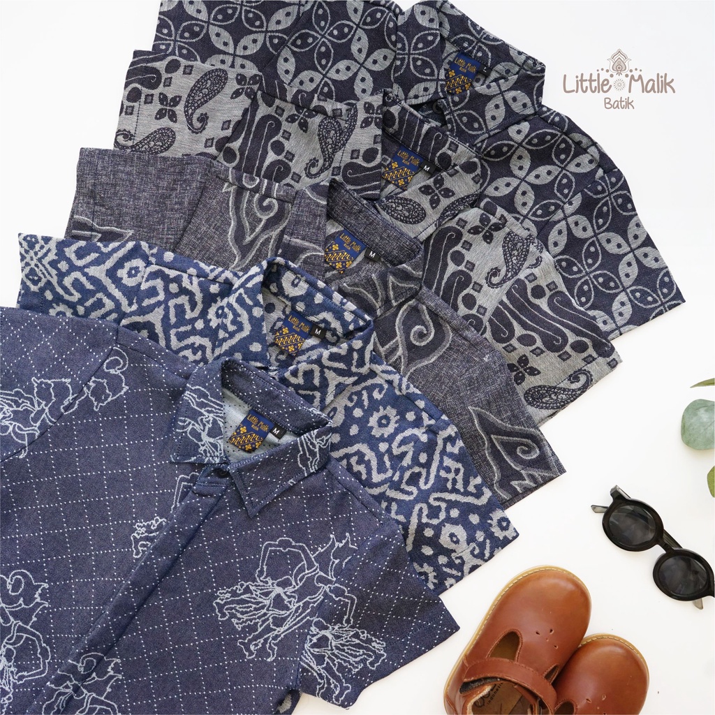 Kemeja Batik Anak Lengan Pendek By Little Malik Batik, Batik Jeans Tenun