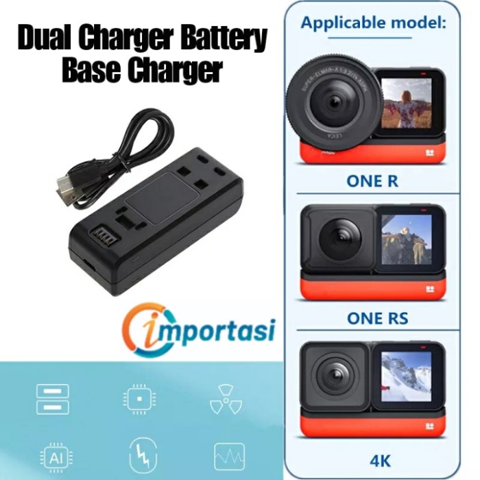 Dual Battery Charger Hub for INSTA360 ONE R RS 4K / 360 Fast Charging