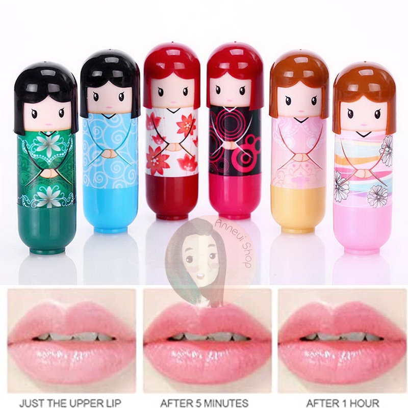 [BPOM] Kimono Doll Temperature Lipbalm Loves Me Pelembab Bibir Cute Imut Kiyowo Anak Dewasa Boneka Jepang Berubah Warna Pemerah Alami Bibir