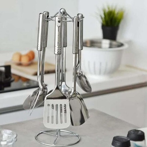 Spatula Stainless Steel Set 7 Pcs Plus Holder