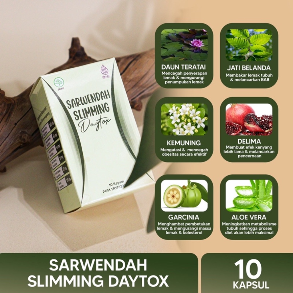 [ FREE GIFT ] Sarwendah Juice Slimming Daytox Isi 30 - Kapsul Penurun Berat Badan BPOM