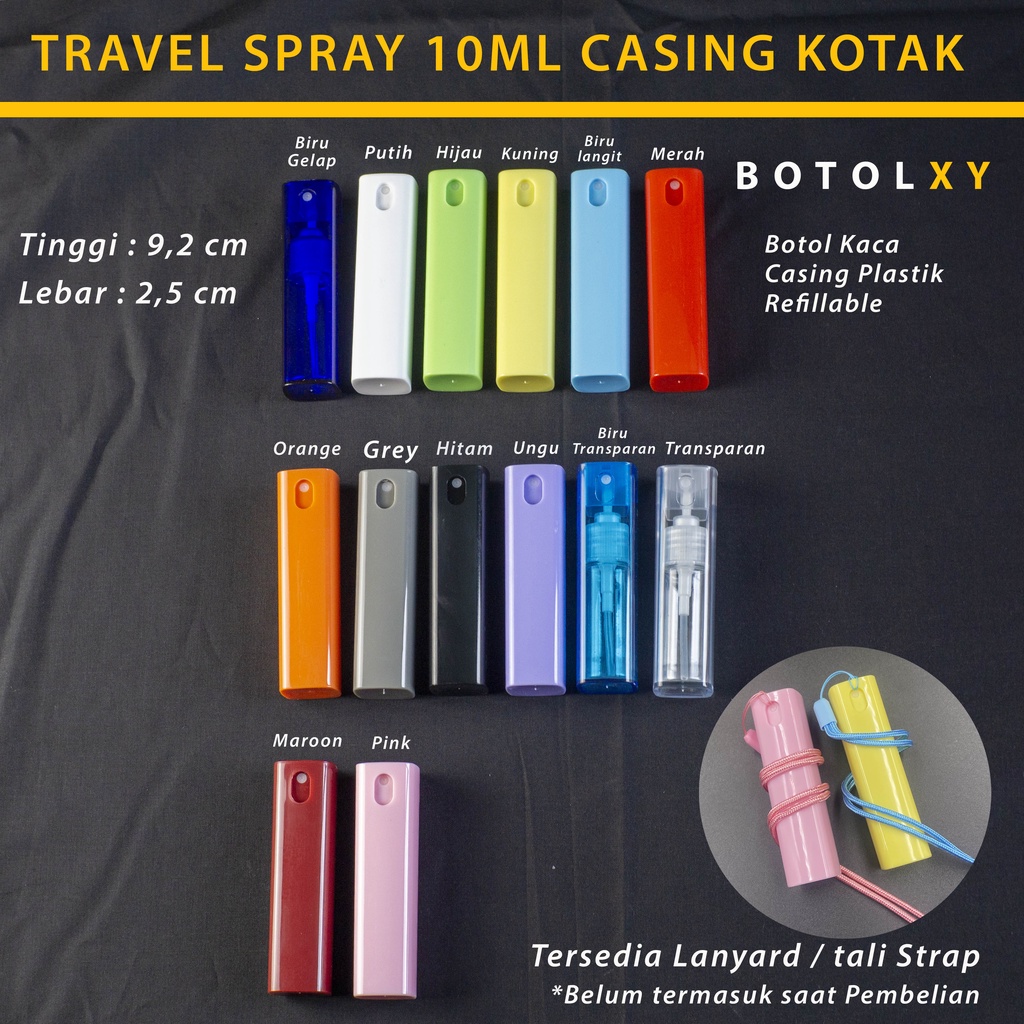 Travel Size Spray 10ml Botol Parfum Casing Plastik KOTAK Refill