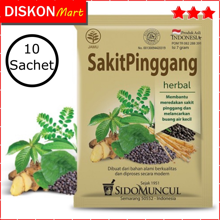 JAMU SAKIT PINGGANG SIDOMUNCUL 10 SACHET JAMU OBAT HERBAL SAKIT PINGGANG SEBELAH KIRI KANAN BELAKANG