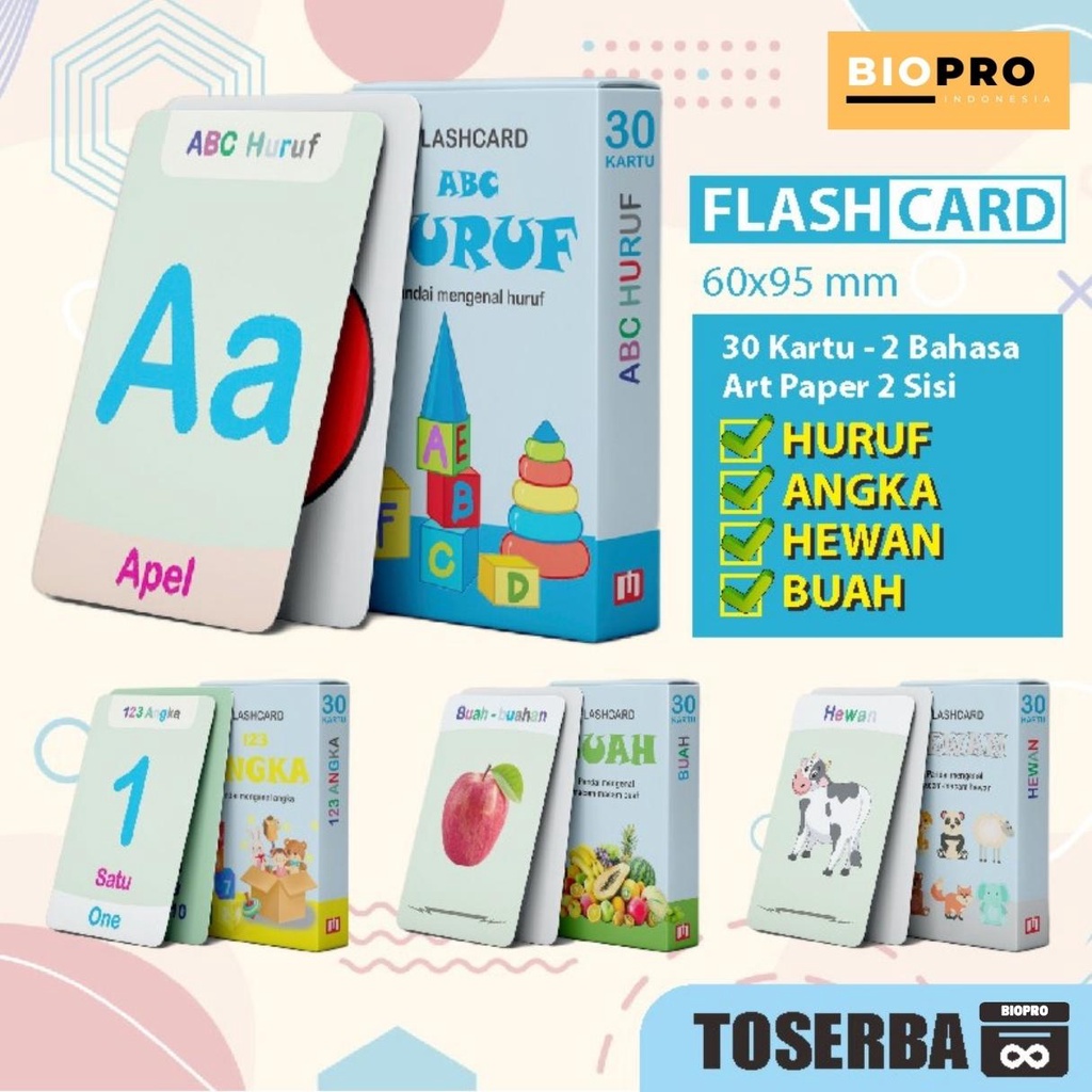 Flashcard Mainan Edukasi Anak Pintar / Flashcard Kartu Belajar Anak Isi 30pcs