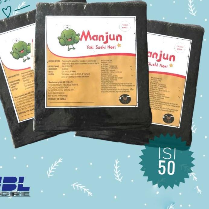 

➷ Manjun Sushi Nori Rumput Laut Seaweed 50 Sheet ►