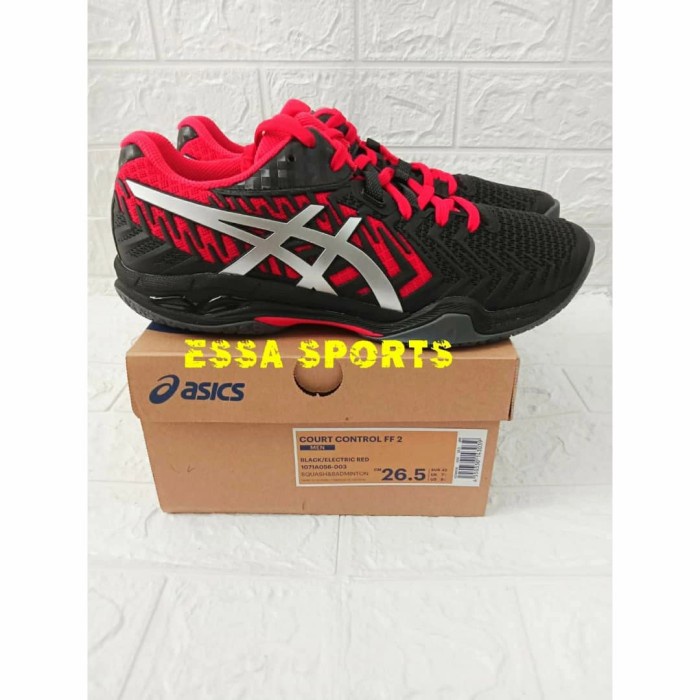 {MentariStore} SEPATU BADMINTON ASICS COURT CONTROL FF2 MEN JP CODE ORIGINAL - Black/Red Murah