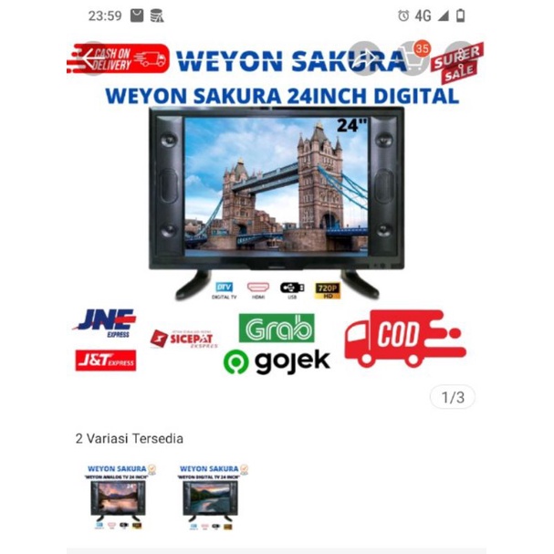 WEYON TV 24 INCHI DIGITAL FULL HD BERGARANSI