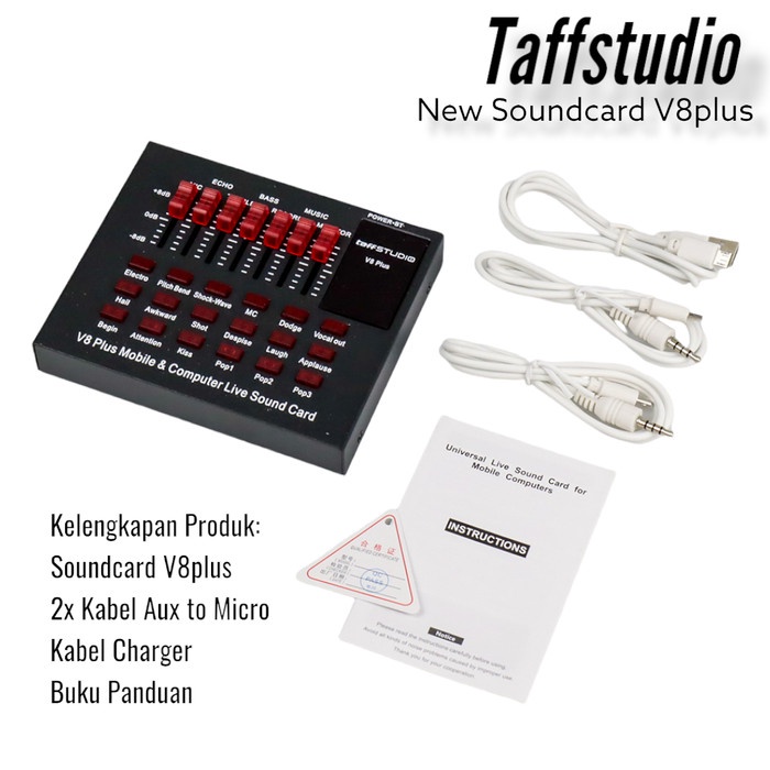 Terlaris Taffstudio Soundcard V8 V8S V8Plus Paket Lengkap