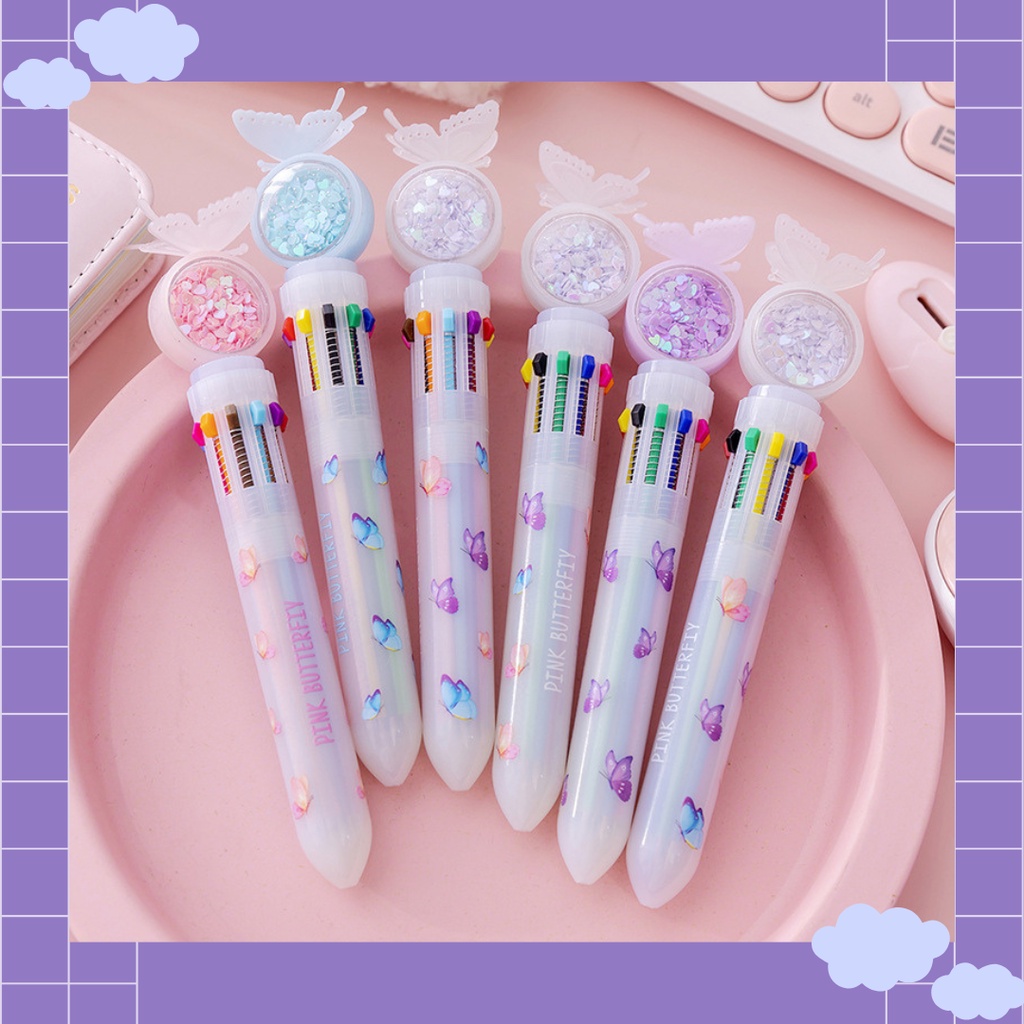 

[JF] Pulpen Gliter Motif Kupu-Kupu Imut Ada 10 warna - JT0013