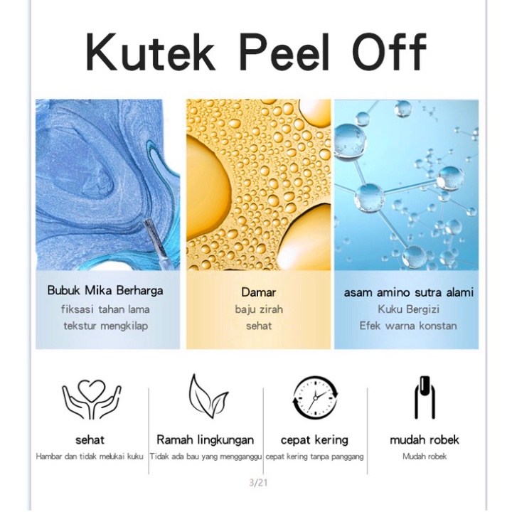 KUDAN Bisa Di Kupas Kutek Halal Muslimah Kutek Peel Off Bisa Untuk Sholat Nail Polish 10ml KU055