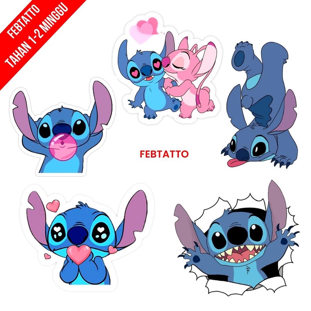 Tato Temporer Stitch Tato kecil Stiker Tatto - TICH 1-5