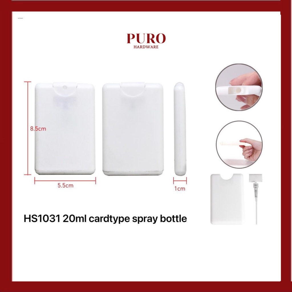 Botol Spray Parfum 20ml Card / Kartu Plastik Size Model Untuk Hand Sanitizer / Parfum