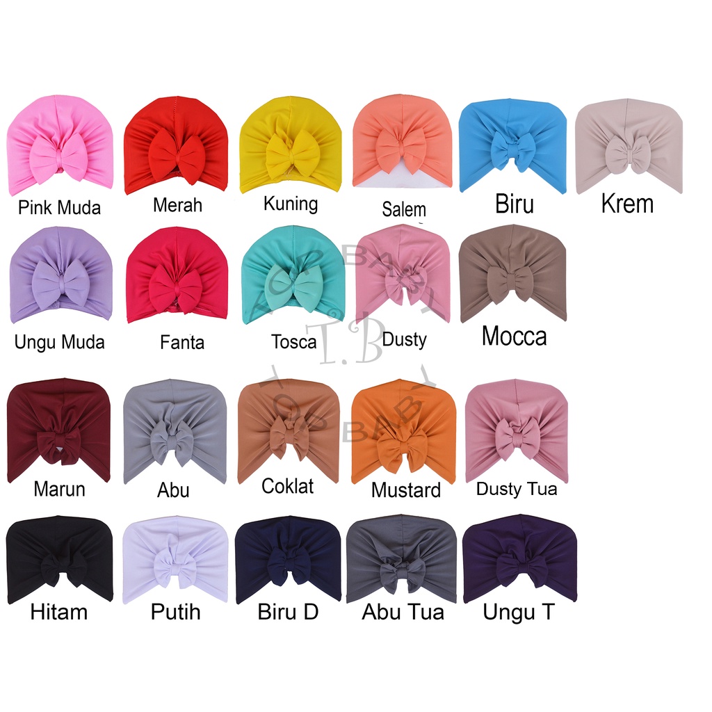 Turban Bayi Pita Kupu Kupu Polos - 4235