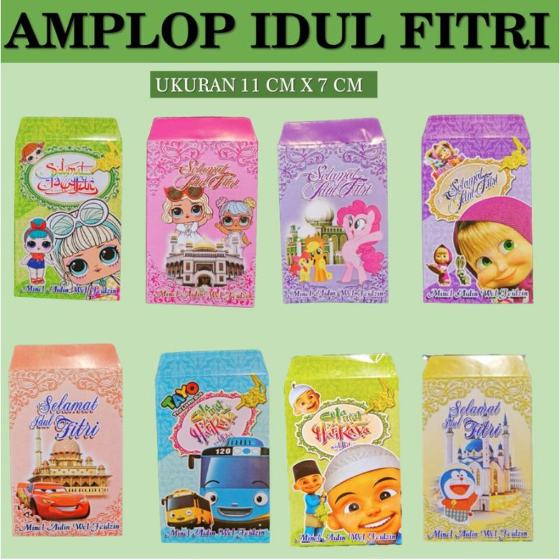 

Amplop lebaran idul Fitri / Angpao karakter kartun anak ( 1 pak isi 10 lembar ) UK sekitar 7x12cm