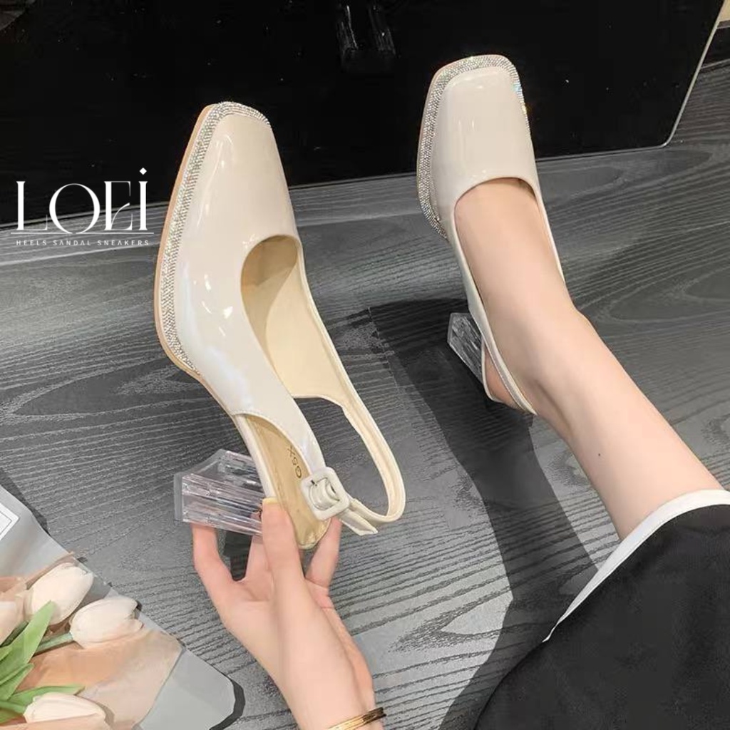 Sepatu Hak Tahu Heels Kaca Korean Style Sepatu Kerja Wanita 712 Ootd Kekinian Terlaris