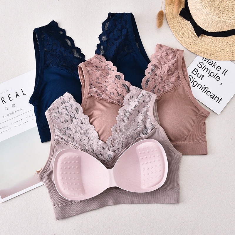 Bra Wanita Tanpa Kawat Bahan Halus Bralette Elastis