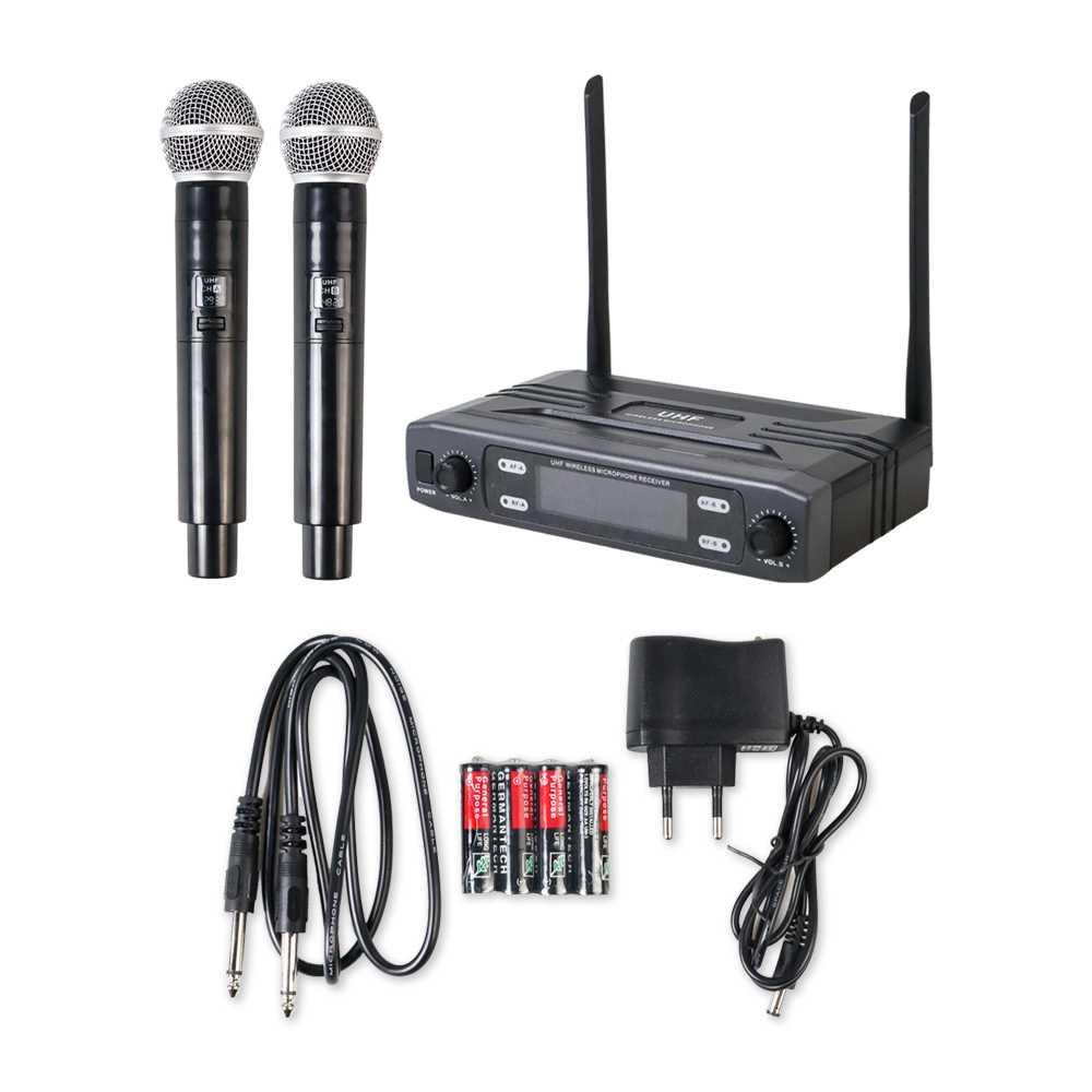 Microphone Karaoke Dual Channel Handheld Wireless UHF - AO460 - Black